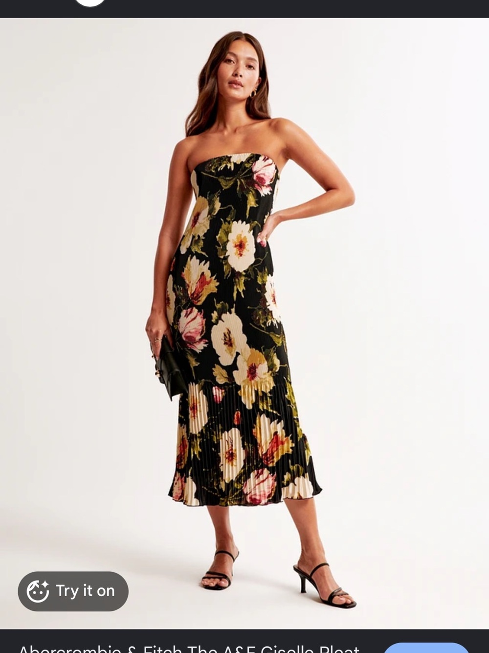 Abercrombie Floral giselle Pleated Strapless Midi Dress
